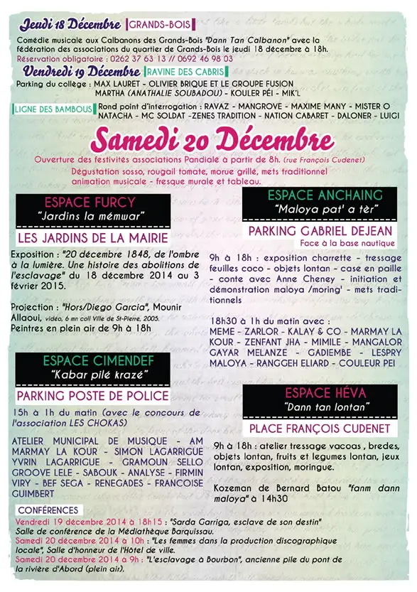 Fèt Kaf à Saint-Pierre : le programme du 20 décembre 2014 