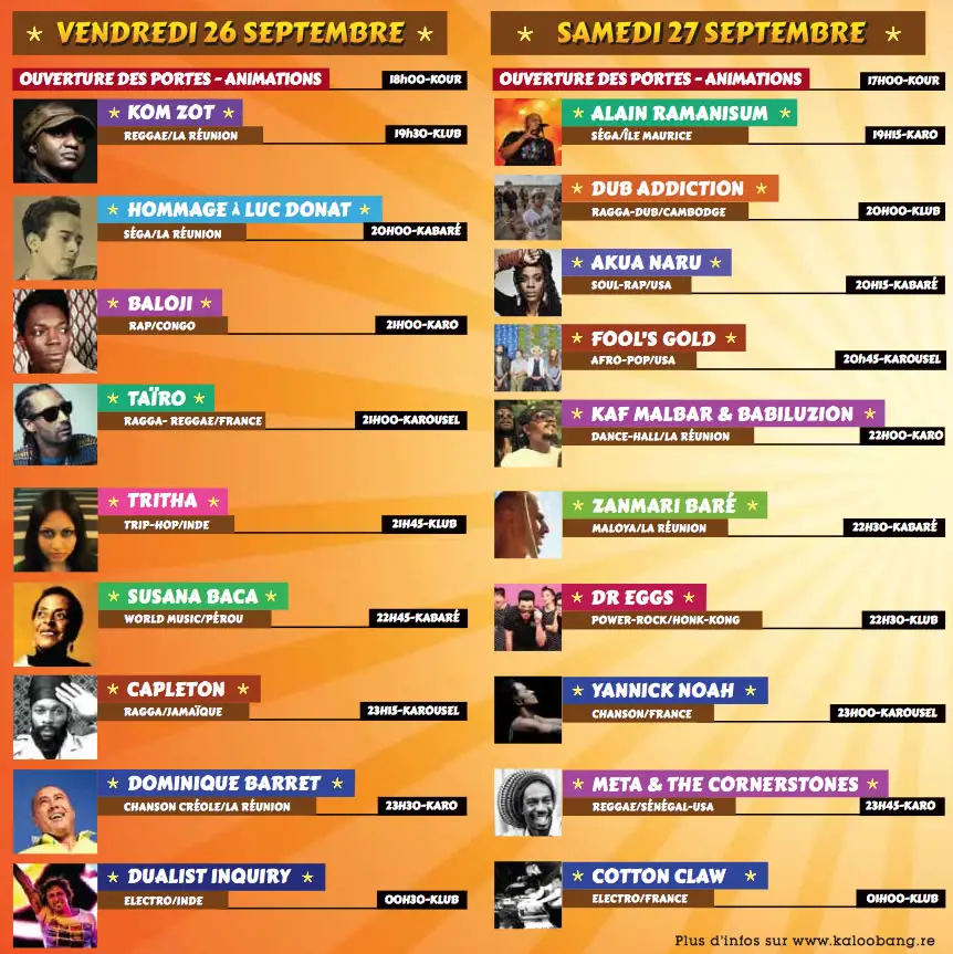 Kaloo Bang Programme 2014 du festival de la Réunion