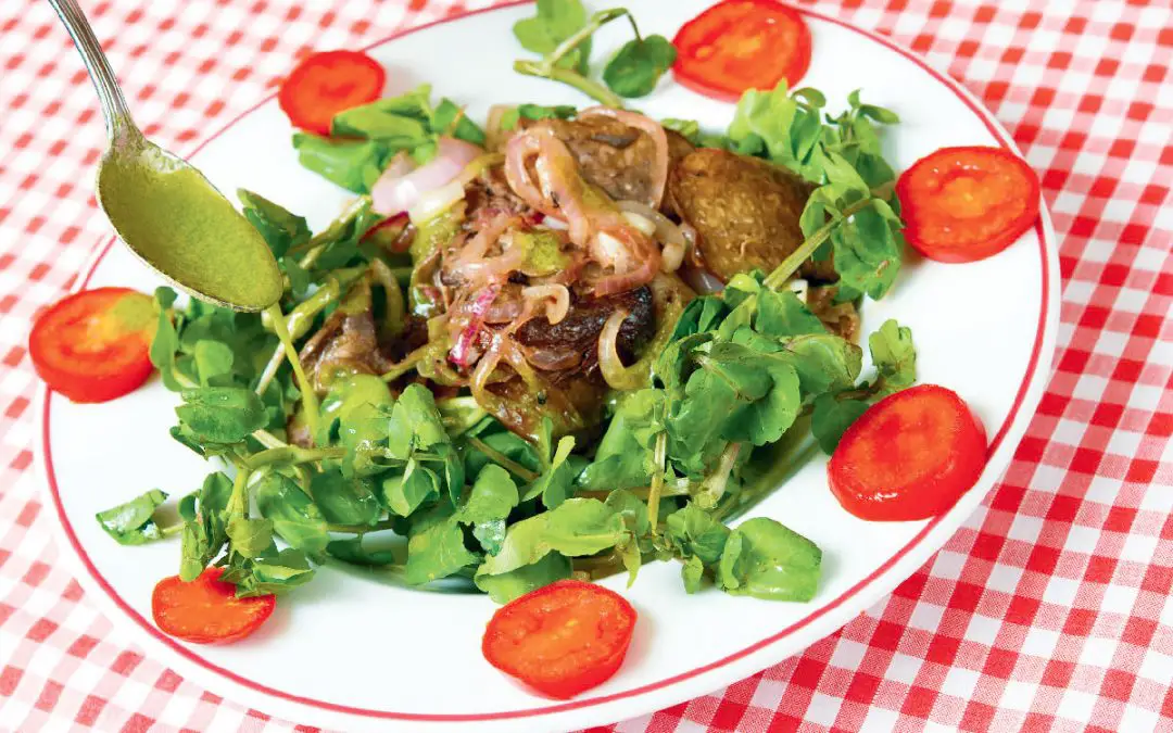 Recette de salade : Salade salazienne au cresson & foies de volaille