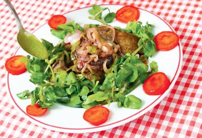 Recette de salade : Salade salazienne au cresson & foies de volaille